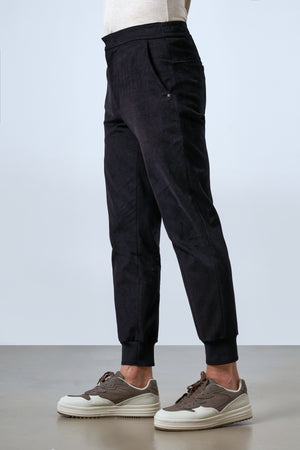 Beli Lastikli Ribanalı Erkek Jogger Pantolon - Siyah