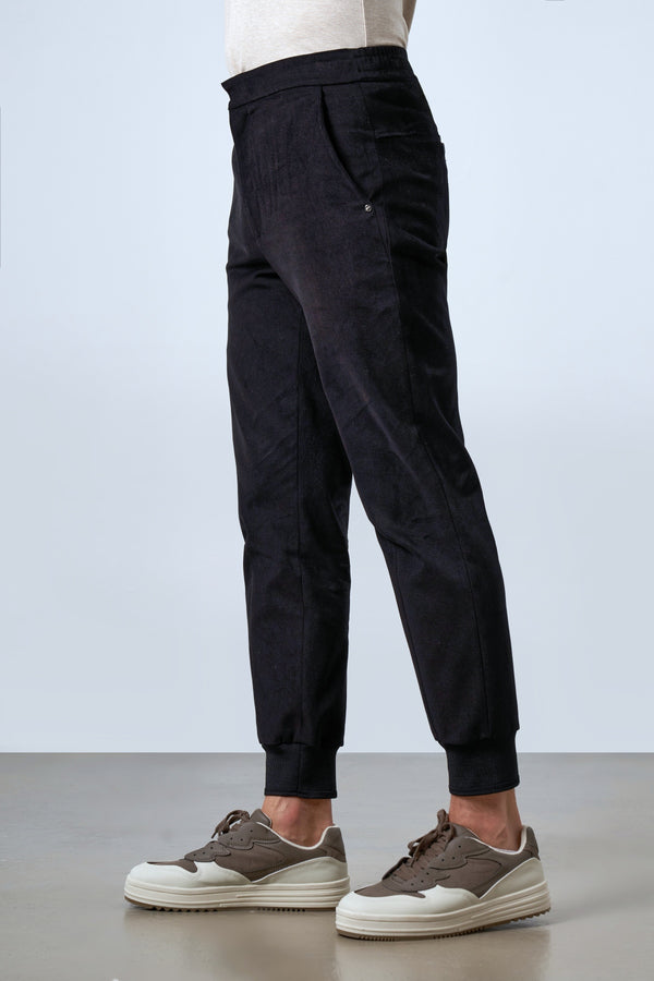 Beli Lastikli Ribanalı Erkek Jogger Pantolon - Siyah