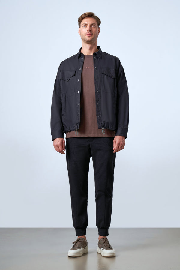 Cep Detaylı Erkek Dış Gömlek - Siyah