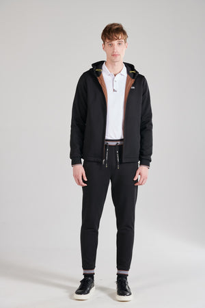 Çift Taraflı Kapüşonlu Erkek Mont - Siyah Kahverengi