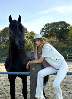 Çıtçıt Detaylı Fermuarlı Kadın Sherpa Yelek - Ekru