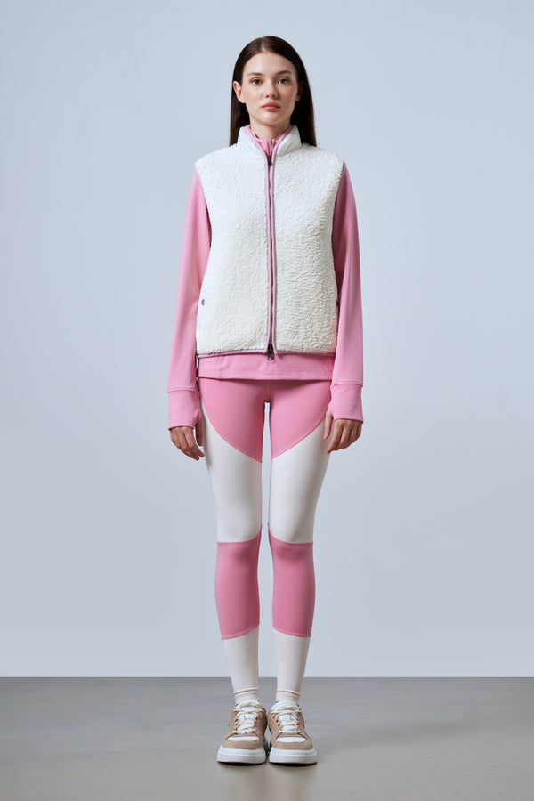 Çıtçıt Detaylı Fermuarlı Kadın Sherpa Yelek - Ekru