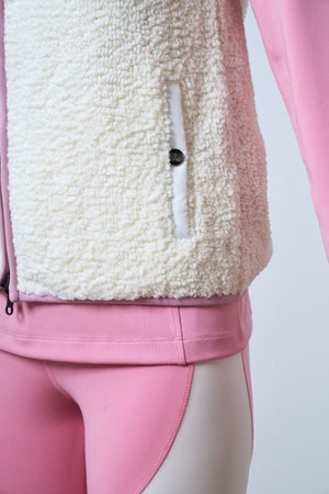Çıtçıt Detaylı Fermuarlı Kadın Sherpa Yelek - Ekru