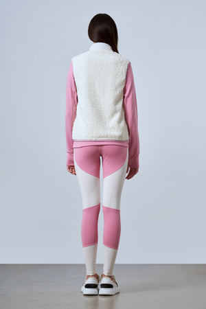 Çıtçıt Detaylı Fermuarlı Kadın Sherpa Yelek - Ekru