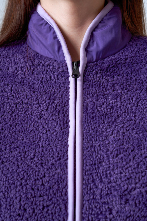 Çıtçıt Detaylı Fermuarlı Kadın Sherpa Yelek - Mor