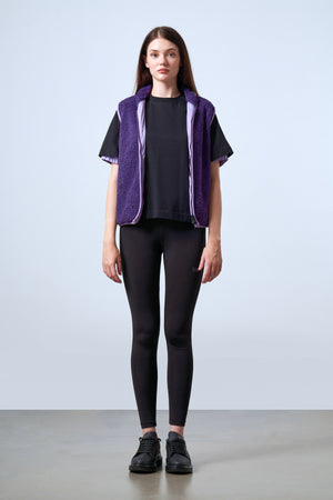 Çıtçıt Detaylı Fermuarlı Kadın Sherpa Yelek - Mor