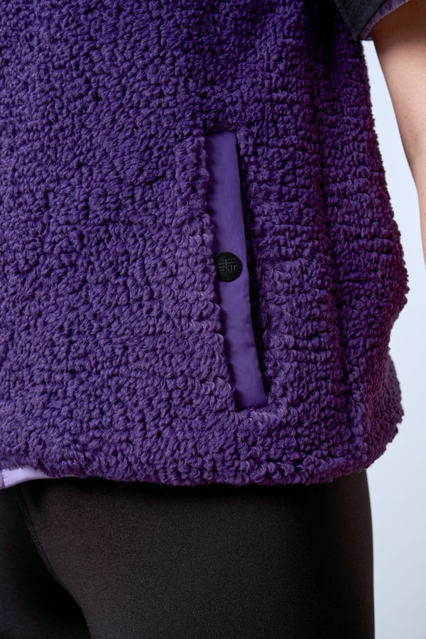 Çıtçıt Detaylı Fermuarlı Kadın Sherpa Yelek - Mor