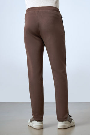 Deri Şeritli Fermuarlı Cep Detaylı Erkek Eşofman Altı - Kahverengi