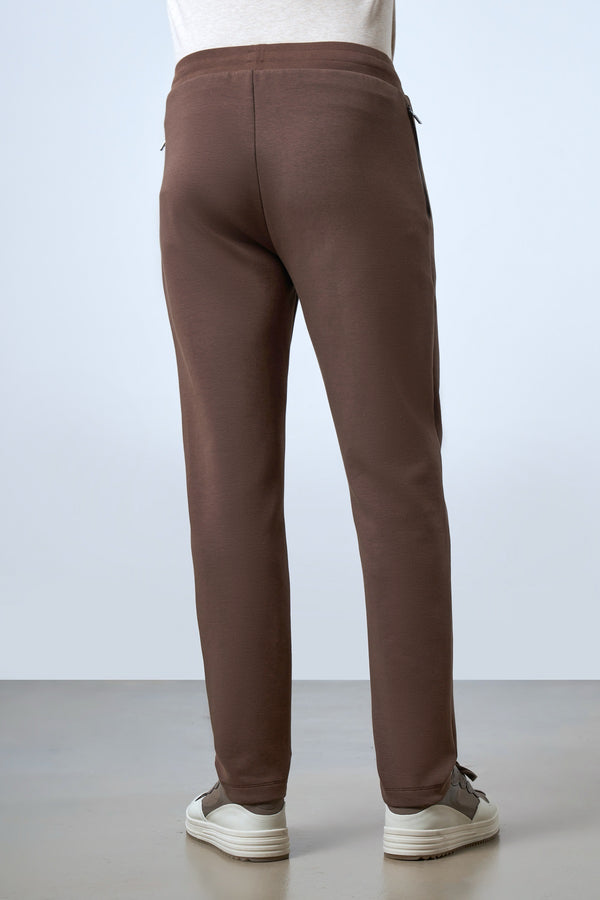 Deri Şeritli Fermuarlı Cep Detaylı Erkek Eşofman Altı - Kahverengi