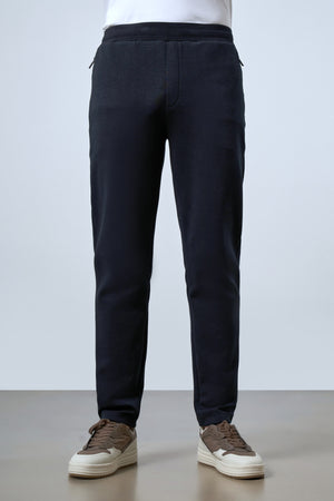 Deri Şeritli Fermuarlı Cep Detaylı Erkek Eşofman Altı - Siyah