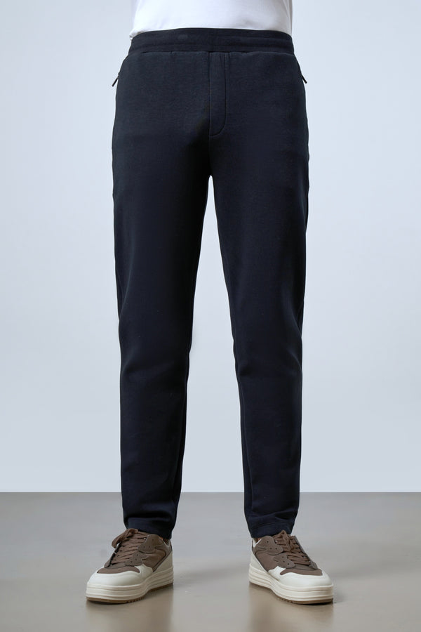 Deri Şeritli Fermuarlı Cep Detaylı Erkek Eşofman Altı - Siyah