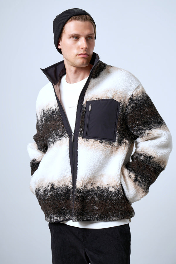 Dokuma Cep Detaylı Degrade Erkek Serpa Ceket - Kahverengi