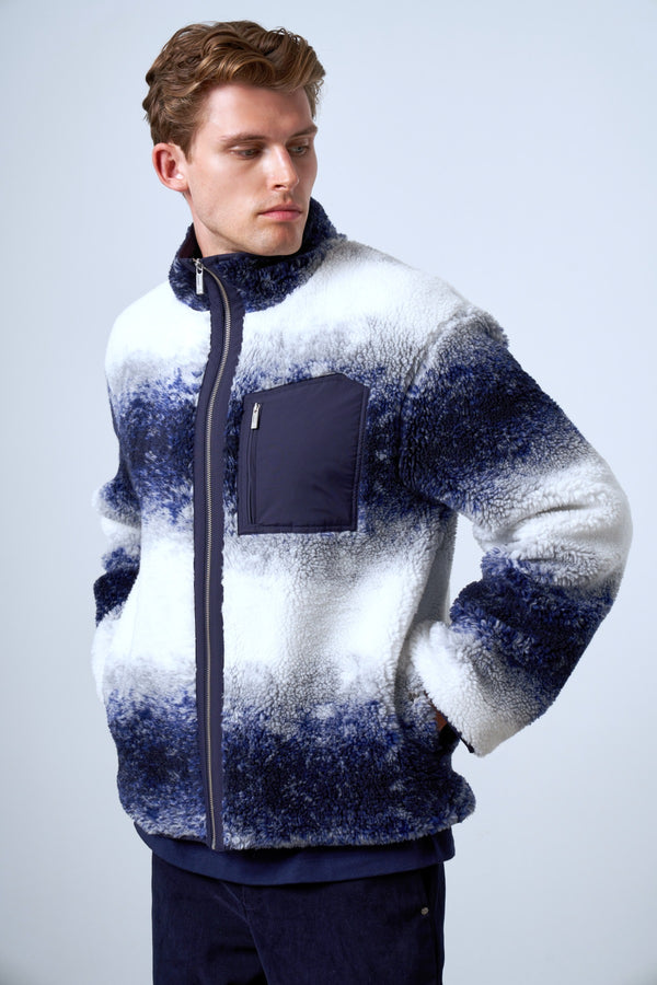 Dokuma Cep Detaylı Degrade Erkek Serpa Ceket - Lacivert