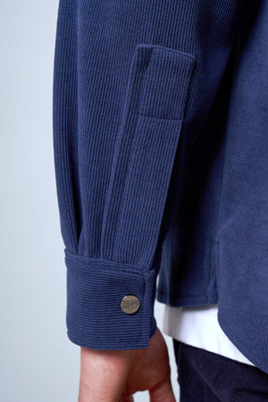 Fermuarlı Cep Detaylı Kadife Erkek Dış Gömlek - İndigo