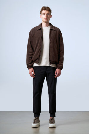 Fermuarlı İçi Yün Astarlı Kadife Erkek Mont - Kahverengi