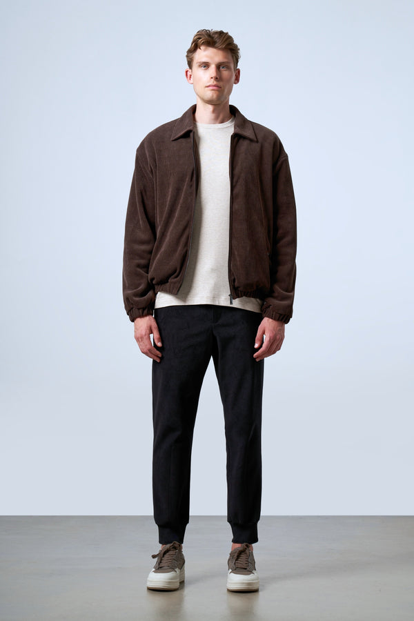 Fermuarlı İçi Yün Astarlı Kadife Erkek Mont - Kahverengi