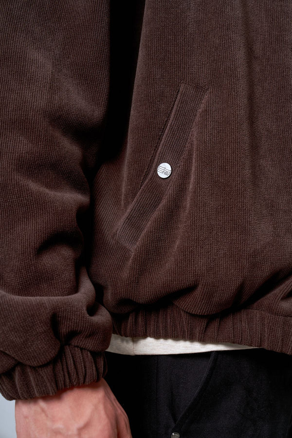 Fermuarlı İçi Yün Astarlı Kadife Erkek Mont - Kahverengi