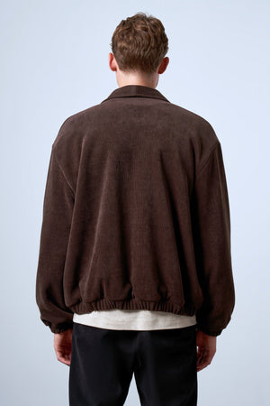 Fermuarlı İçi Yün Astarlı Kadife Erkek Mont - Kahverengi