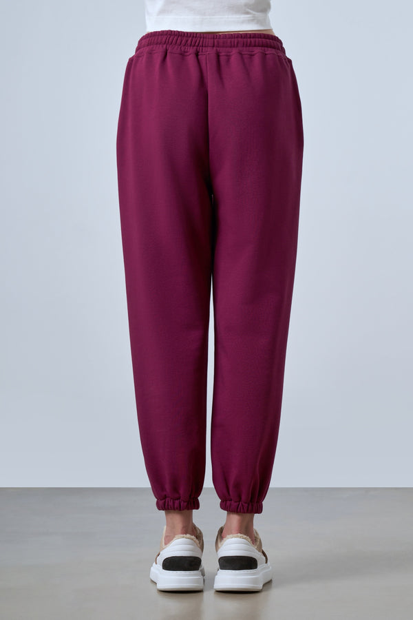 Floral Baskılı Kadın Jogger Eşofman Altı - Bordo