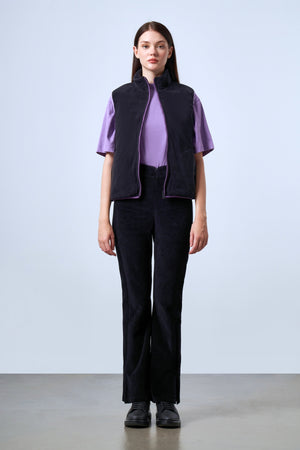 İçi Kapitoneli Fermuarlı Kadın Polar Yelek - Siyah