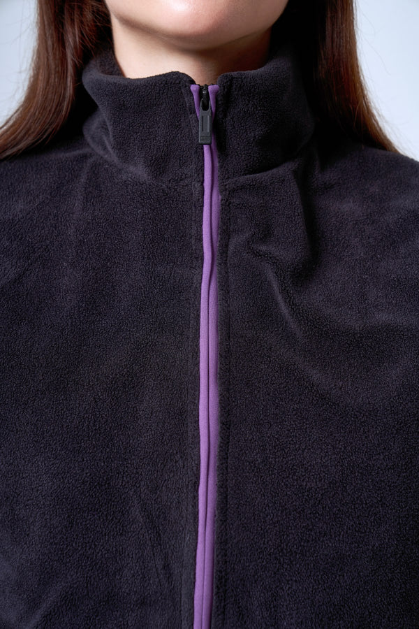 İçi Kapitoneli Fermuarlı Kadın Polar Yelek - Siyah