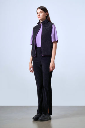 İçi Kapitoneli Fermuarlı Kadın Polar Yelek - Siyah