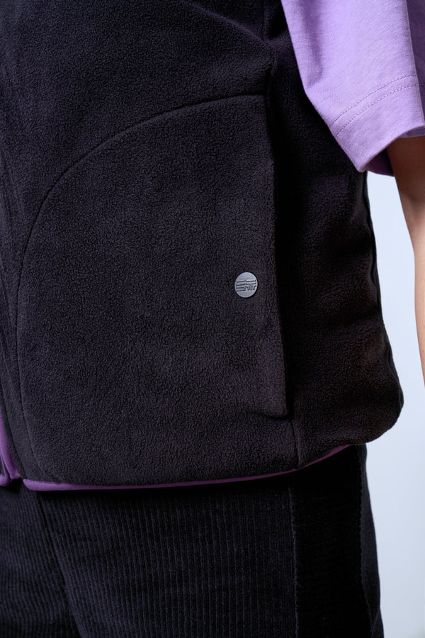 İçi Kapitoneli Fermuarlı Kadın Polar Yelek - Siyah