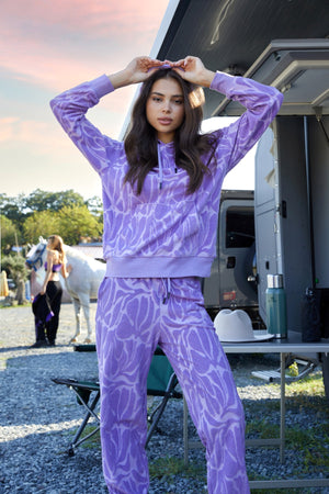 Jakarlı Havlu Jogger Pantolon - Lila