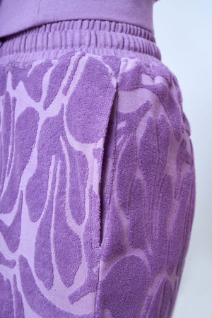 Jakarlı Havlu Jogger Pantolon - Lila