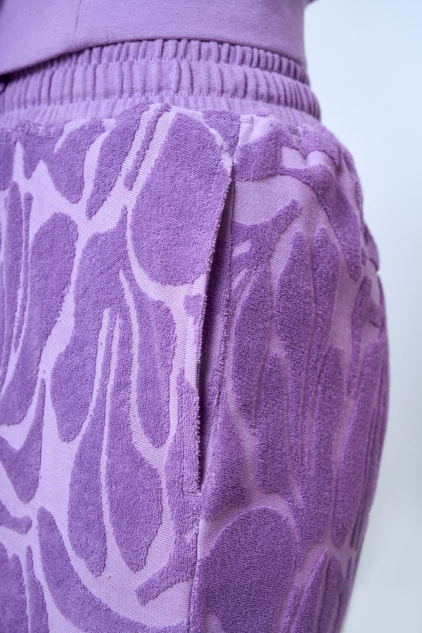 Jakarlı Havlu Jogger Pantolon - Lila