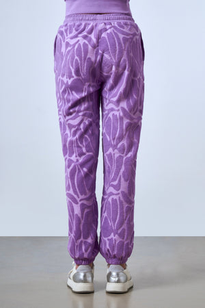 Jakarlı Havlu Jogger Pantolon - Lila