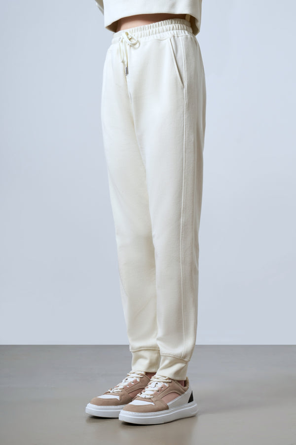 Panelli Kadın Jogger Pantolon - Ekru