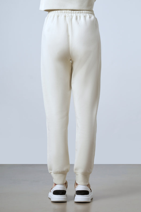 Panelli Kadın Jogger Pantolon - Ekru