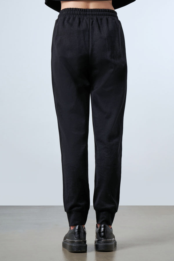 Panelli Kadın Jogger Pantolon - Siyah