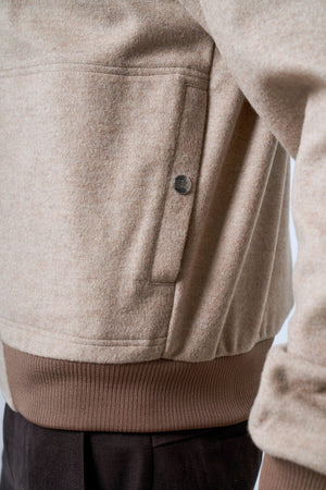 Triko Detaylı Erkek Bomber Ceket - Bej