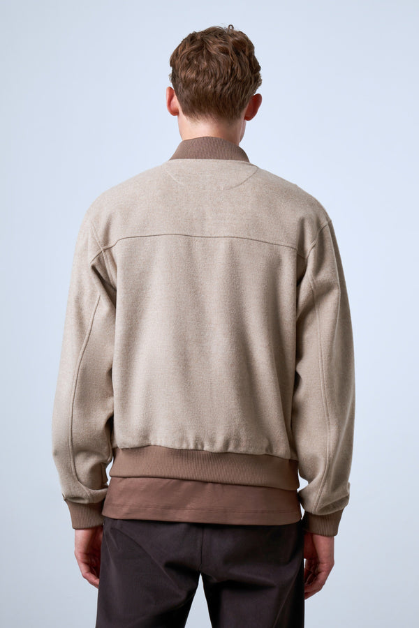 Triko Detaylı Erkek Bomber Ceket - Bej