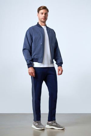 Triko Detaylı Erkek Bomber Ceket - Lacivert