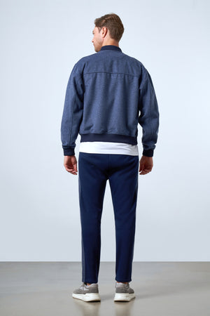 Triko Detaylı Erkek Bomber Ceket - Lacivert