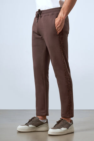 Yan Panelli Erkek Eşofman Altı - Kahverengi