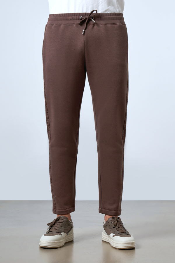 Yan Panelli Erkek Eşofman Altı - Kahverengi