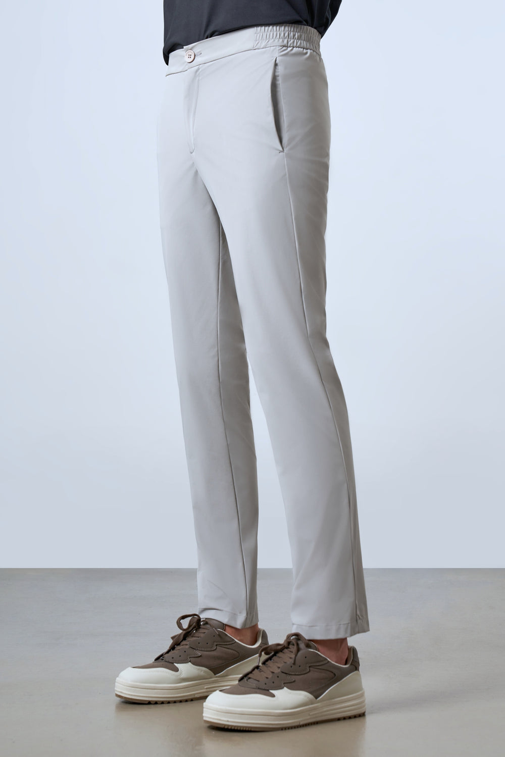 Beli Lastikli Erkek Golf Pantolon - Gri