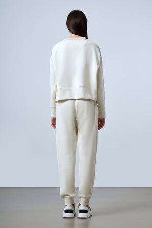 Bisiklet Yaka Oversize Kadın Sweatshirt - Ekru