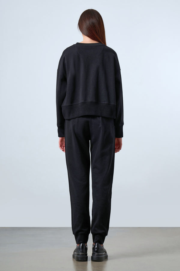 Bisiklet Yaka Oversize Kadın Sweatshirt - Siyah