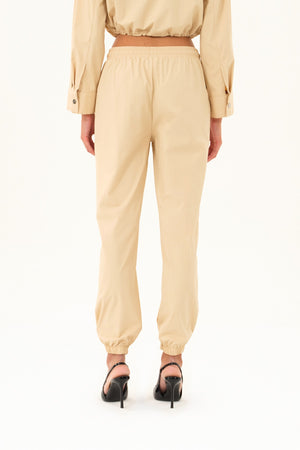 Cep Detaylı Kadın Jogger Pantolon - Bej