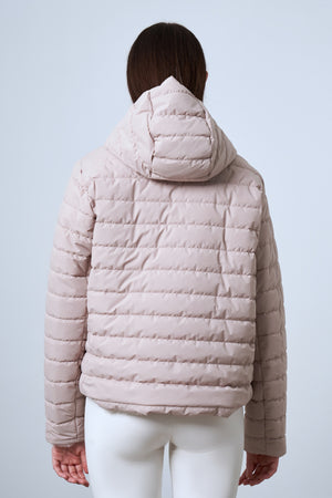 Çift Taraflı Peluş & Kapitone Kadın Mont - Bej