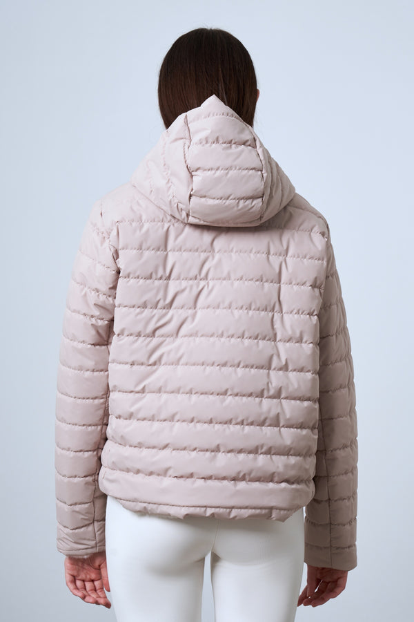 Çift Taraflı Peluş & Kapitone Kadın Mont - Bej