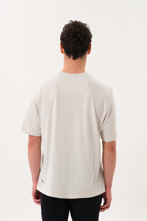 DJ Grafik Baskılı Erkek Oversize Bisiklet Yaka T-shirt - Gri