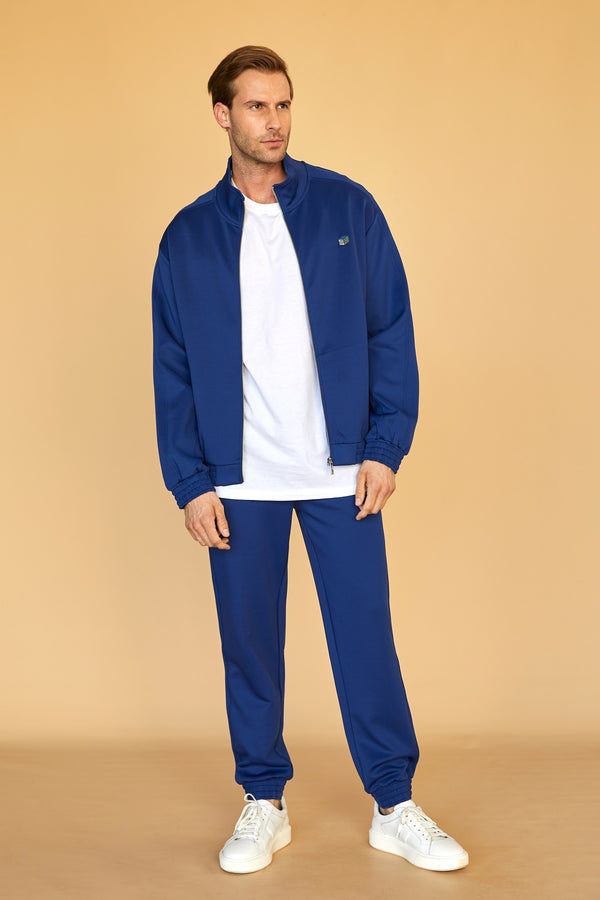 Fermuarlı Erkek Oversize Eşofman Üstü - Lacivert