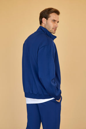 Fermuarlı Erkek Oversize Eşofman Üstü - Lacivert