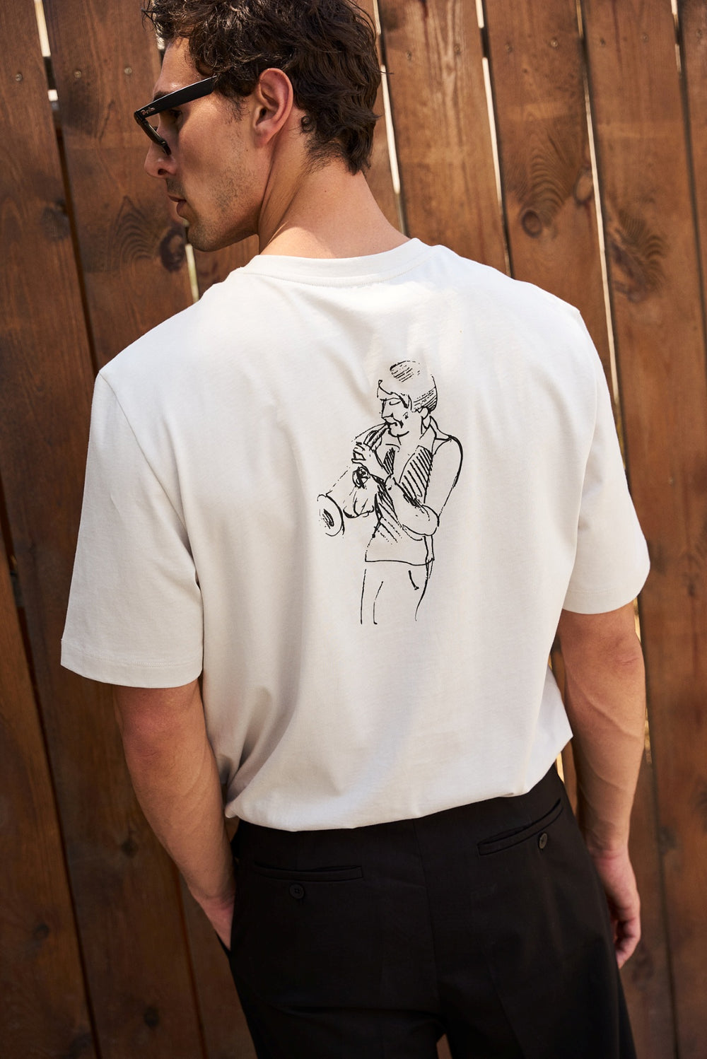 Grafik Baskılı Erkek Oversize Bisiklet Yaka T-shirt - Gri